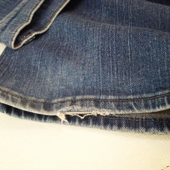 Y2K Lee Denim Mom Jeans Bootcut Lady-14M(32x32) Stretch Soft-Worn 5-Pocket Fray - Picture 11 of 12